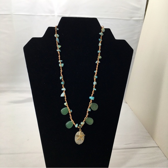 Elly, Polished Sea Glass Necklace With Gold Starfish, NOC - Picture 6 of 6